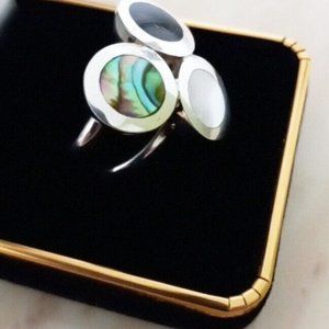 Ring Silver 950 size 7 Ring with natural stones 3 colors new.